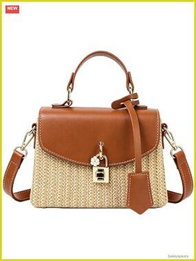 Handwoven Straw Hobo Crossbody Bag Beach Purse Detachable Strap Women